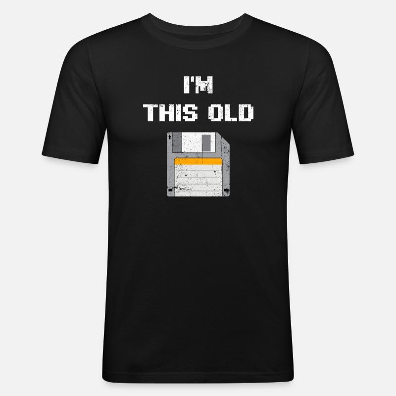 Retro Floppy Disk Era Tee - Men's Slim Fit T-Shirt - black