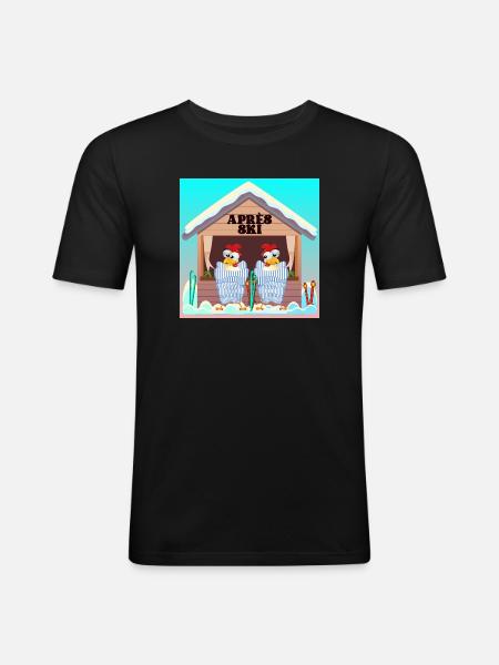 APRÈS SKI - WINTER CHICKEN POULTRY - Men's Slim Fit T-Shirt - black