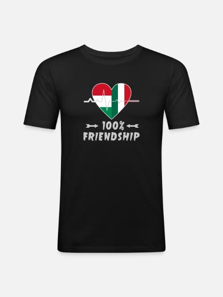 Hungary and Italy 100% friendship - Men's Slim Fit T-Shirt - black