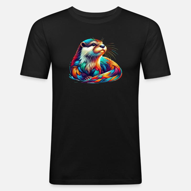 Otter - Männer Slim Fit T-Shirt - Schwarz