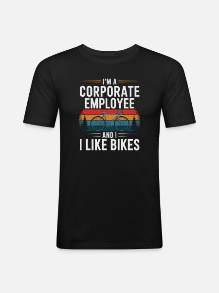 Firmenmitarbeiter, der Fahrräder mag - Männer Slim Fit T-Shirt - Schwarz