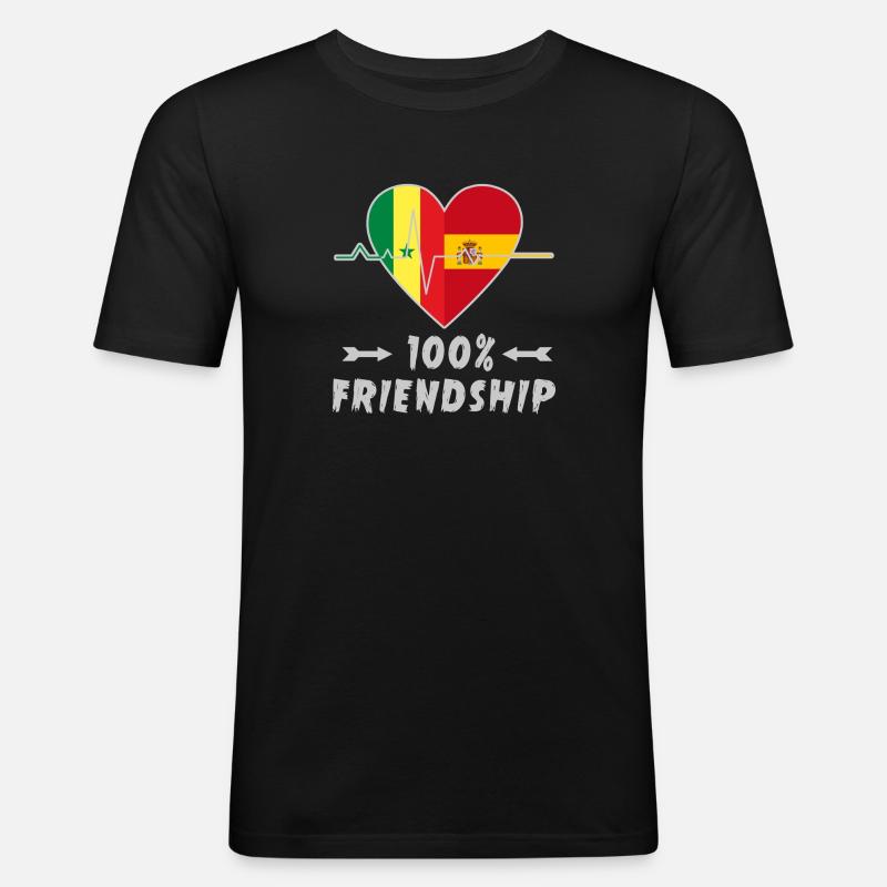 Senegal und Spanien 100% Freundschaft - Männer Slim Fit T-Shirt - Schwarz
