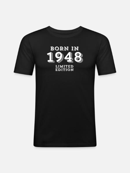 1948, 76 ans, année de naissance - T-shirt près du corps Homme - noir