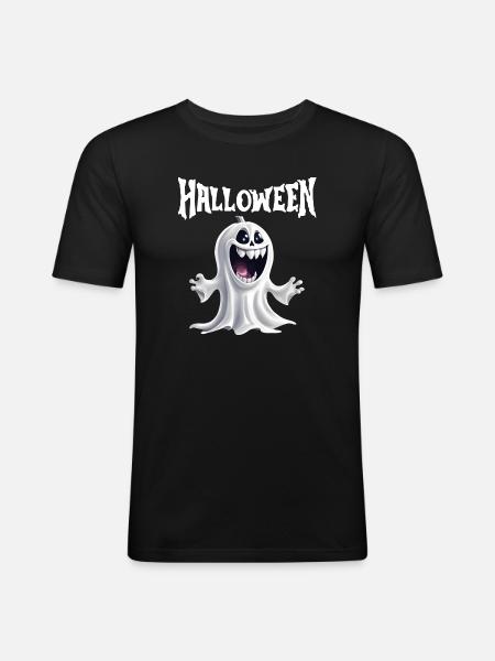 halloween, fantôme, fêter halloween - T-shirt près du corps Homme - noir