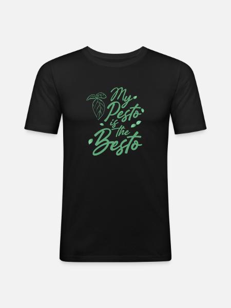 Pesto ist das Beste - Männer Slim Fit T-Shirt - Schwarz