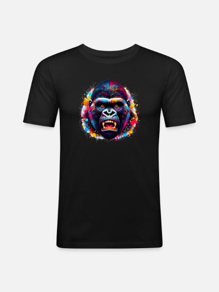 Gorilla - Männer Slim Fit T-Shirt - Schwarz