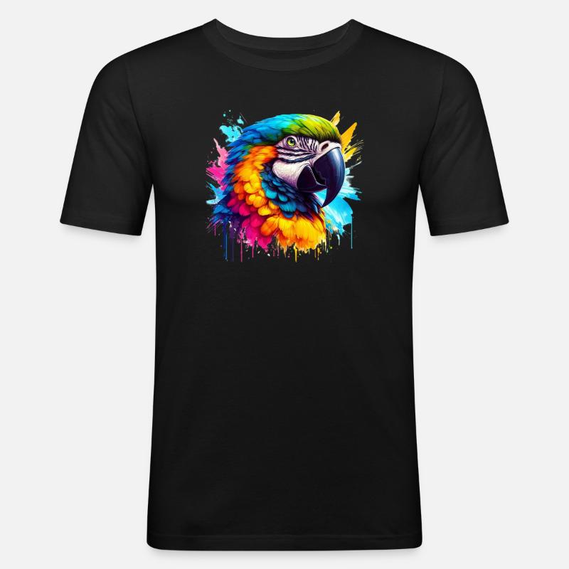 Papegoja - Slim Fit T-shirt herr - svart