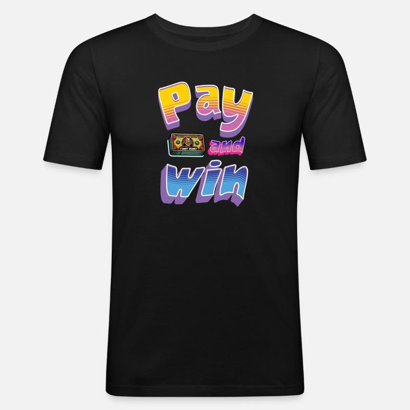 Play and Win Retro Design - Männer Slim Fit T-Shirt - Schwarz