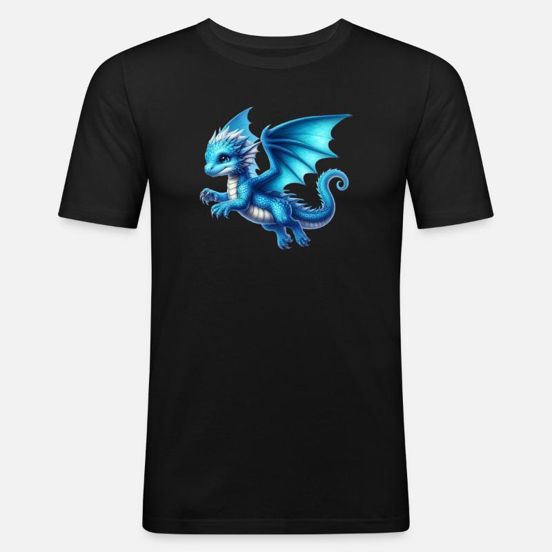 Drache - Männer Slim Fit T-Shirt - Schwarz