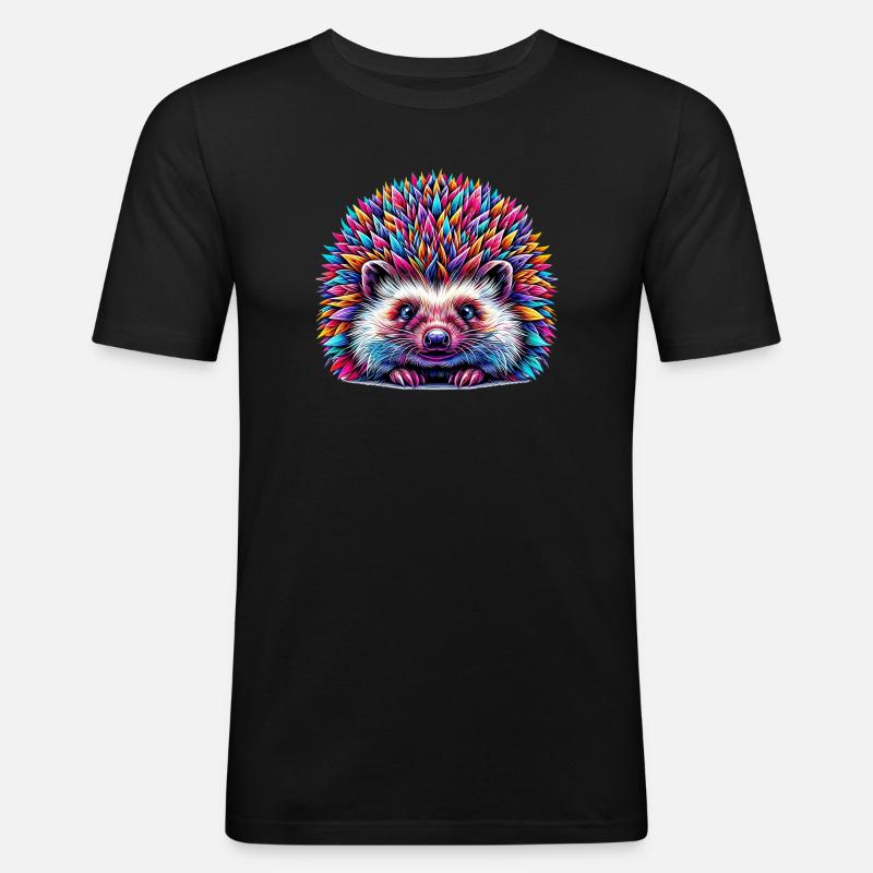 Igel - Männer Slim Fit T-Shirt - Schwarz