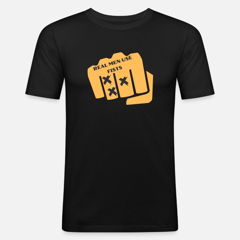 Fäuste Karte Grafik - Männer Slim Fit T-Shirt - Schwarz