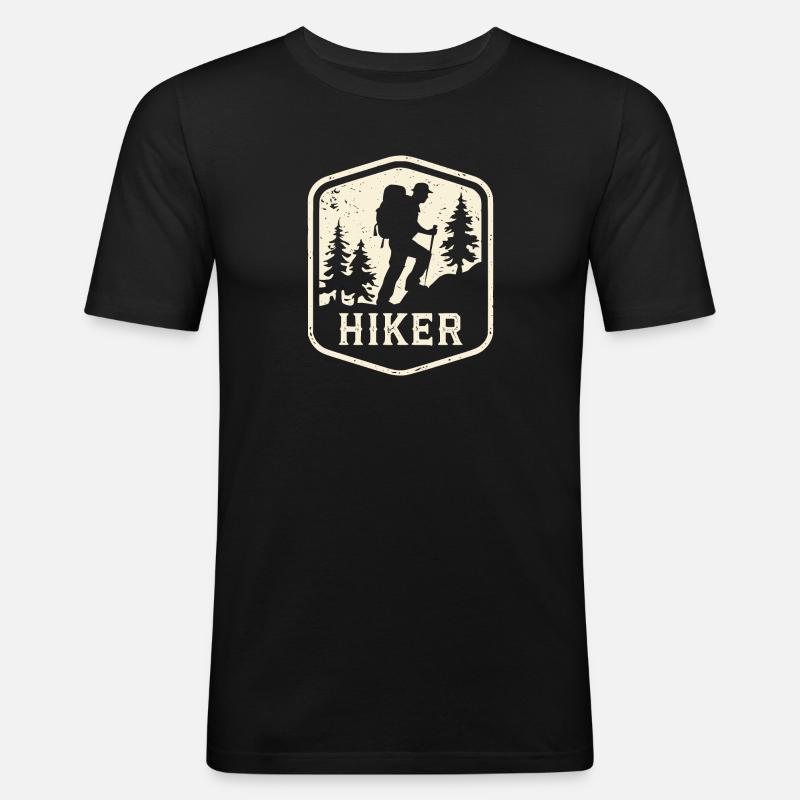 Wanderer - Männer Slim Fit T-Shirt - Schwarz