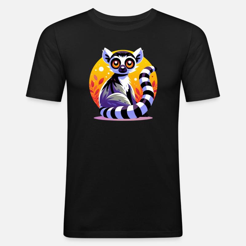 Lemur - Männer Slim Fit T-Shirt - Schwarz