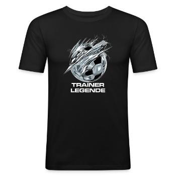 Ball Fußball Soccer - Trainer Legende - Geschenk - Männer Slim Fit T-Shirt - Schwarz - Vorne - Nik (191cm)