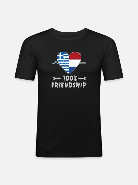 Greece and Netherlands 100% friendship - Men's Slim Fit T-Shirt - black