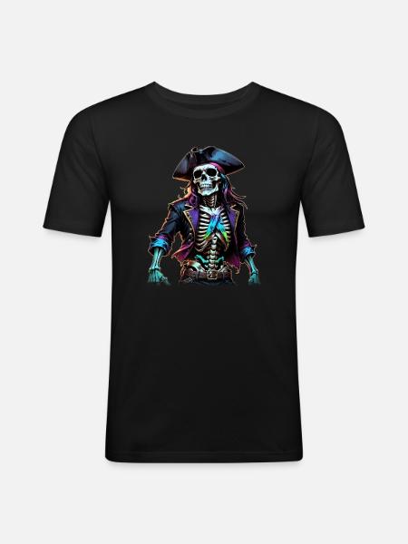 Pirate Skeleton Illustration - Men's Slim Fit T-Shirt - black