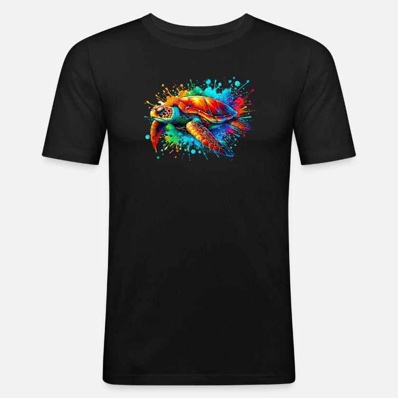 Schildkröte - Männer Slim Fit T-Shirt - Schwarz