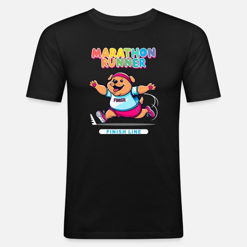 Hunde Marathonläufer - Männer Slim Fit T-Shirt - Schwarz