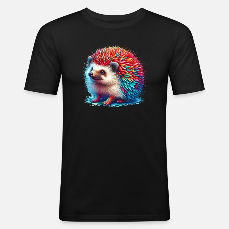 Igel - Männer Slim Fit T-Shirt - Schwarz