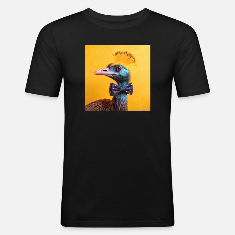 Blauer Vogel mit Fliege - Männer Slim Fit T-Shirt - Schwarz