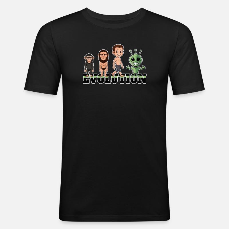 Evolution Alien - Männer Slim Fit T-Shirt - Schwarz