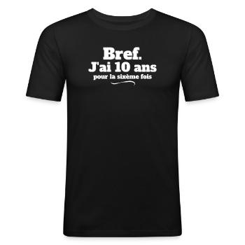 anniversaire 60 ans, 60 ANS, j'ai 60 ans - T-shirt près du corps Homme - noir - Devant - Nik (191cm)