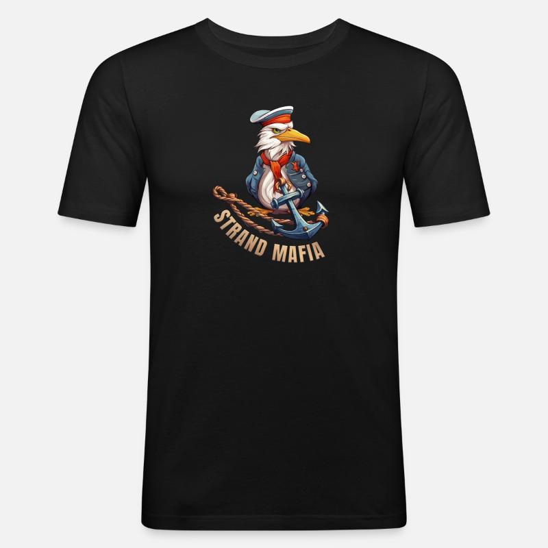 Seefahrer Adler mit Anker - Männer Slim Fit T-Shirt - Schwarz