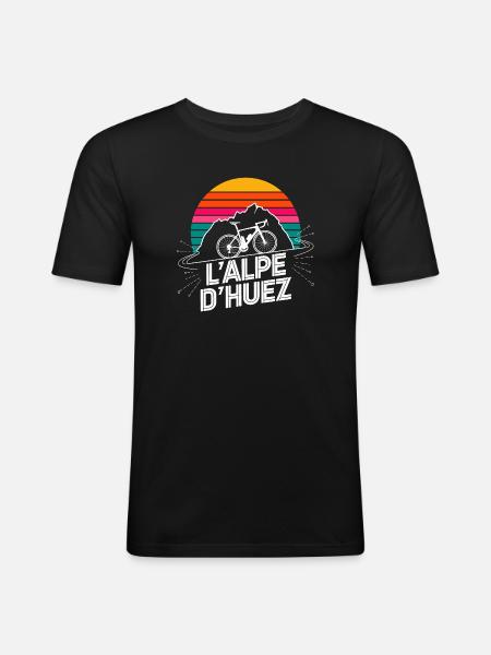 L’Alpe d’Huez Retro Cycling Design - Men's Slim Fit T-Shirt - black