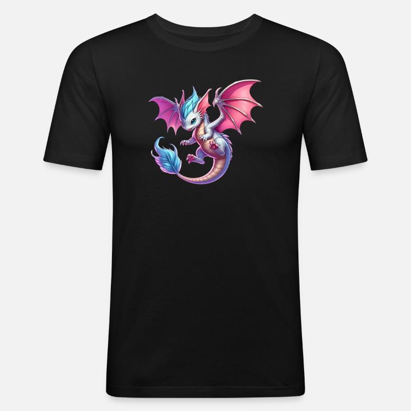 Drache - Männer Slim Fit T-Shirt - Schwarz