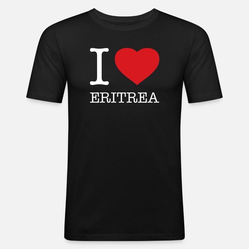 I LOVE ERITREA - Männer Slim Fit T-Shirt - Schwarz