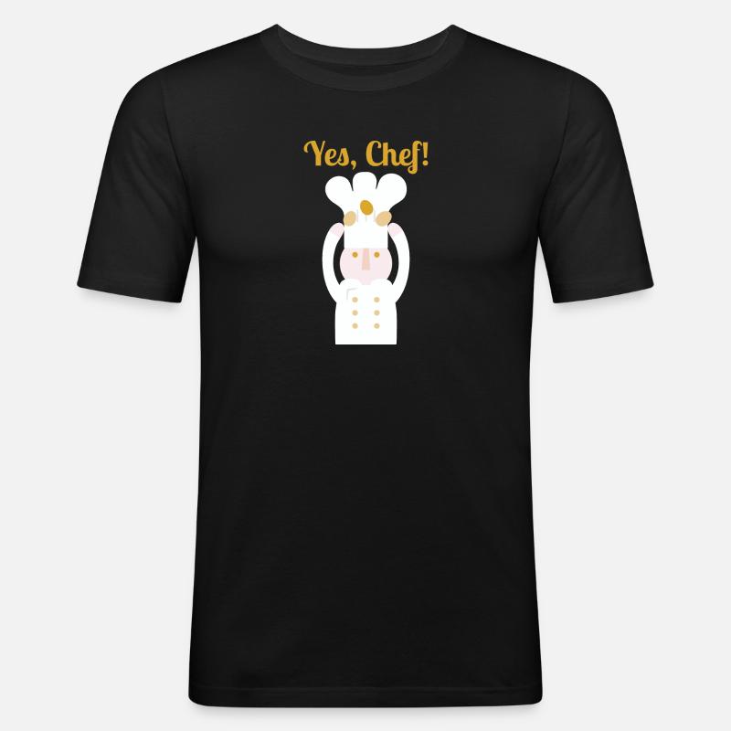 Ja, Chefkoch! l Text - Männer Slim Fit T-Shirt - Schwarz