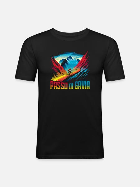 Gavia Pass - Legendary Ascent - Italy - Men's Slim Fit T-Shirt - black