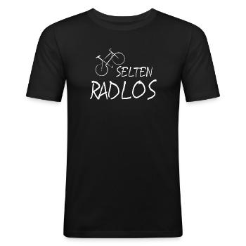 Radfahren Sprüche lustig Geschenk Selten Radlos - Männer Slim Fit T-Shirt - Schwarz - Vorne - Nik (191cm)