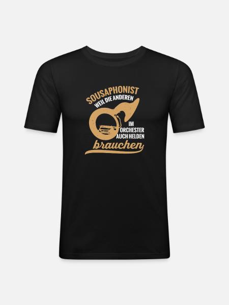 Sousaphonist Held Sousaphon Musiker Blaskapelle - Männer Slim Fit T-Shirt - Schwarz