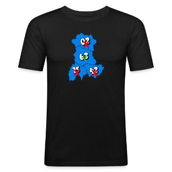Région Auvergne - T-shirt près du corps Homme - noir - Devant - Nik (191cm)