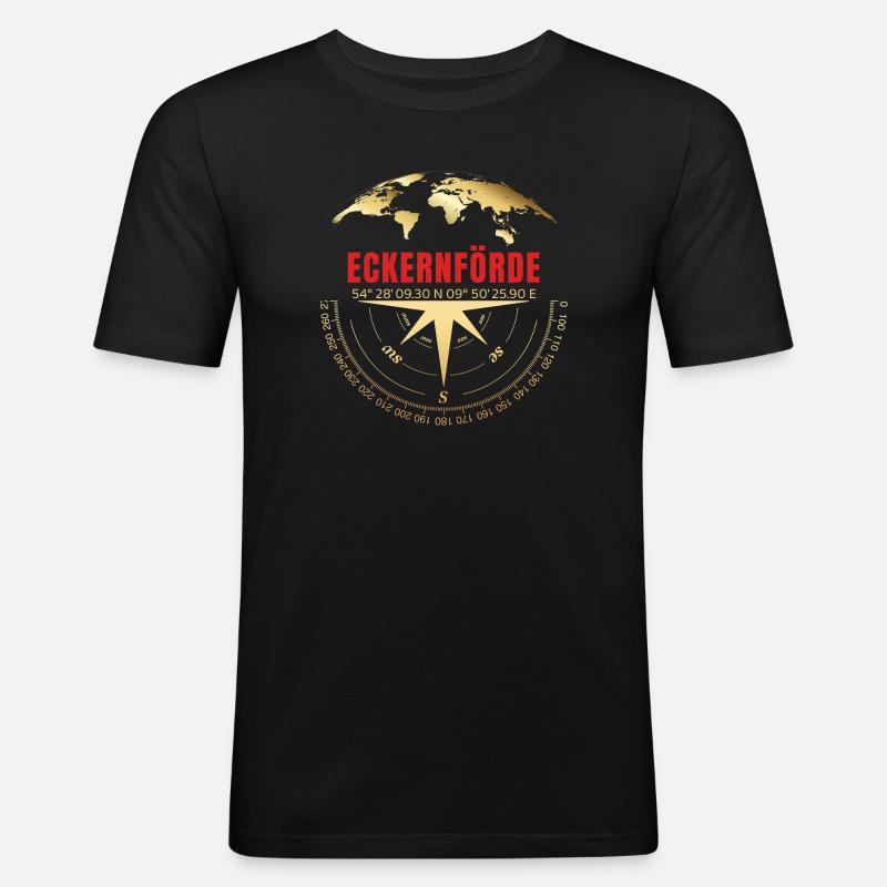 Koordinaten Eckernförde - Männer Slim Fit T-Shirt - Schwarz