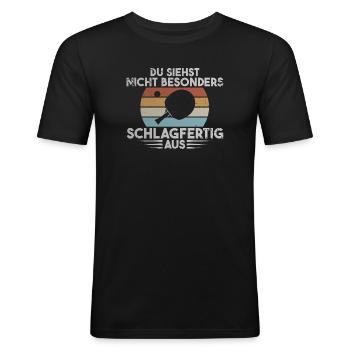 Tischtennis lustiges Geschenk - Männer Slim Fit T-Shirt - Schwarz - Vorne - Nik (191cm)