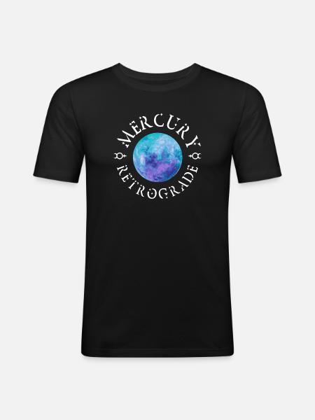 Mercury Retrograde White - Männer Slim Fit T-Shirt - Schwarz