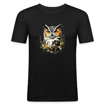 Owl Barn Owl Owl Owl Owl Cute Owls - Men's Slim Fit T-Shirt - black - Front - Nik (191cm)