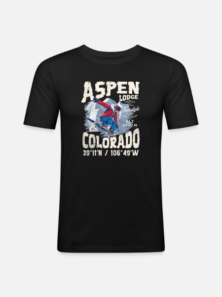 Verschneiter Bergläufer - Männer Slim Fit T-Shirt - Schwarz