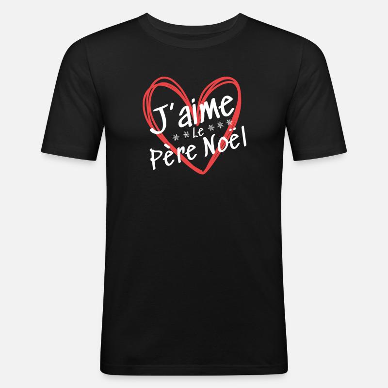 Ich liebe den Weihnachtsmann - Männer Slim Fit T-Shirt - Schwarz