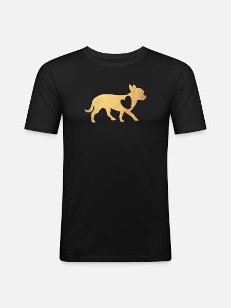 Hjerte Chihuahua Guld Hunde Fan Kærlighed Kærlighed Wauwau - Herre Slim Fit T-Shirt - sort