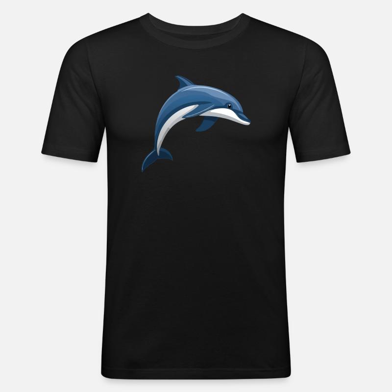 Delfin springend blau und weiß - Männer Slim Fit T-Shirt - Schwarz