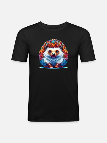 Igel - Männer Slim Fit T-Shirt - Schwarz