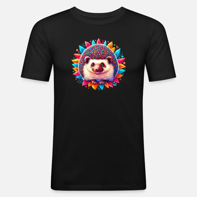 Igel - Männer Slim Fit T-Shirt - Schwarz