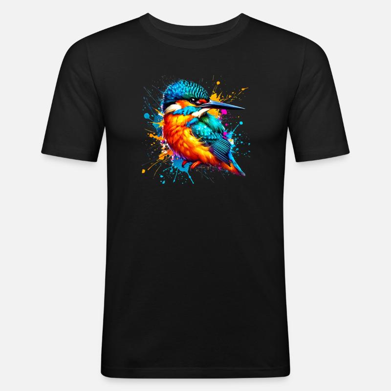 Eisvogel - Männer Slim Fit T-Shirt - Schwarz