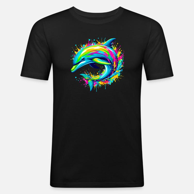 Delfin - Männer Slim Fit T-Shirt - Schwarz