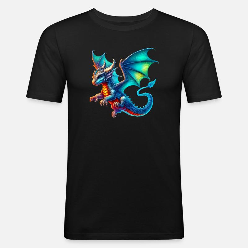 Drache - Männer Slim Fit T-Shirt - Schwarz