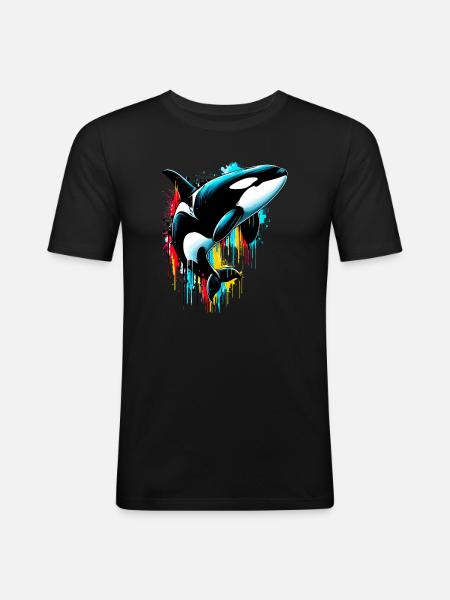 Schwertwal - Männer Slim Fit T-Shirt - Schwarz