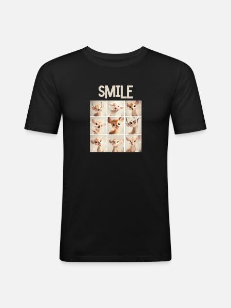 Niedliche Rehkitz-Gesichter Collage - Fotobox - Männer Slim Fit T-Shirt - Schwarz